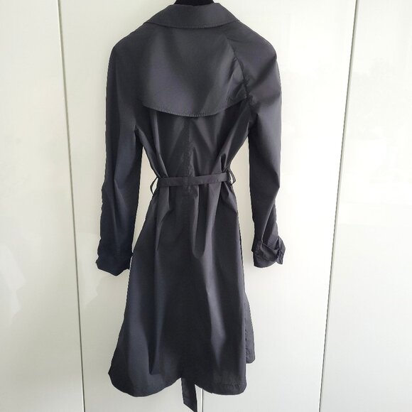 Massimo Dutti Minimalist Tie-Front Women's Black Trench Coat Size S - Picture 6 of 13